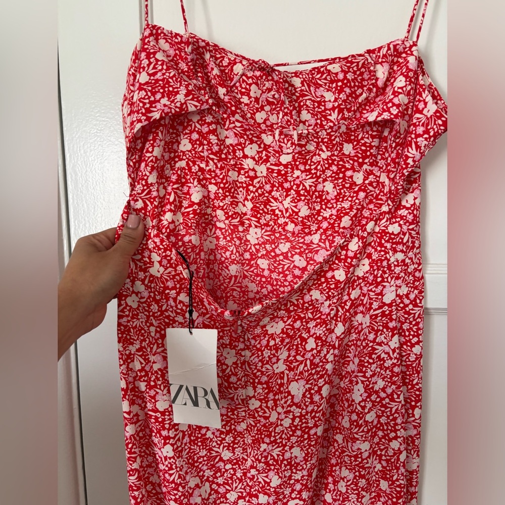 Zara Printed Corsetry-Inspired Midi Dress SZ L - Picture 7 of 14